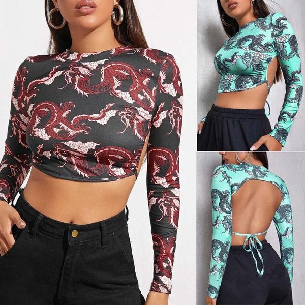 women's t-shirt women animal print backlessbandage o-neck short fashion long sleeve solid color knitted woman t-shirts, White
women's t-shirt women animal print backlessbandage o-neck short fashion long sleeve solid color knitted woman t-shirts, White