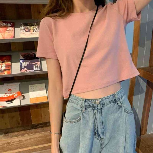women's knits & tees casual solid color t-shirt women short sleeve o neck crop fashion slim basic for 2021 summer a9pp, White
women's knits & tees casual solid color t-shirt women short sleeve o neck crop fashion slim basic for 2021 summer a9pp, White