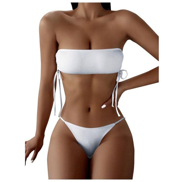 two-piece bikini strapiess solid split swimsuit padded push-up thongs low-waisted set designer luxury biquini women's swimwear, White;black
two-piece bikini strapiess solid split swimsuit padded push-up thongs low-waisted set designer luxury biquini women's swimwear, White;black