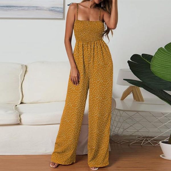 women summer jumpsuit polka dot high waist rompers boho spaghetti strap wide leg pants yellow size women's jumpsuits, Black;white
women summer jumpsuit polka dot high waist rompers boho spaghetti strap wide leg pants yellow size women's jumpsuits, Black;white