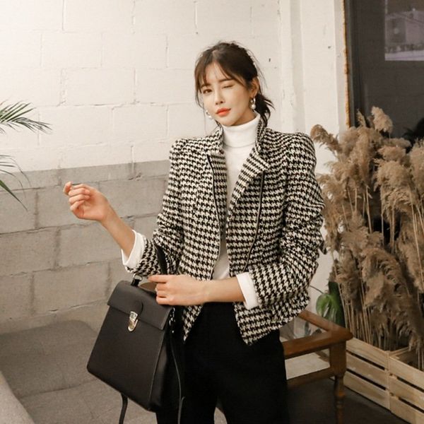 runway fashion retro houndstooth short women's jacket spring suit thin collar small sleeve outwear, Black;brown
runway fashion retro houndstooth short women's jacket spring suit thin collar small sleeve outwear, Black;brown