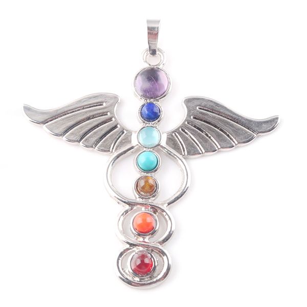wojiaer 7 chakras natural stones angle wings pendants health amulet healing necklace 18" length jewelry charms pendant n3260, Silver
wojiaer 7 chakras natural stones angle wings pendants health amulet healing necklace 18" length jewelry charms pendant n3260, Silver