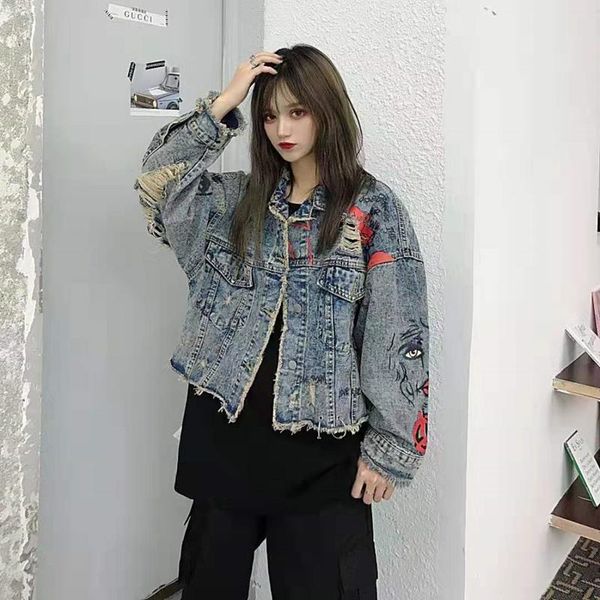 women's jackets denim jacket coat 2021 spring jean women coats female graffiti rivet girl outerwear blue, Black;brown
women's jackets denim jacket coat 2021 spring jean women coats female graffiti rivet girl outerwear blue, Black;brown