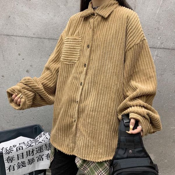 women's blouses & shirts oversized corduroy shirt blouse blusas vintage chaqueta fall plus long sleeve harajuku streetwear korean women, White
women's blouses & shirts oversized corduroy shirt blouse blusas vintage chaqueta fall plus long sleeve harajuku streetwear korean women, White