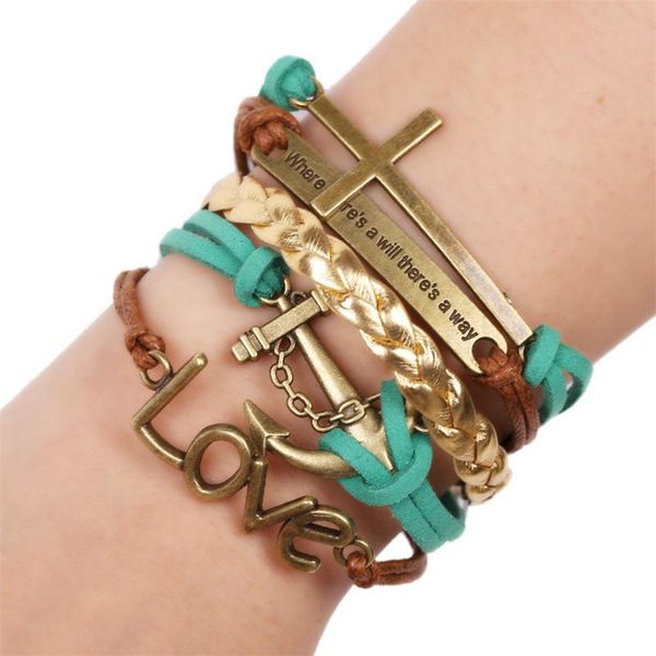charm bracelets ship anchor /love multi-layer woven diy handchain pu leather bracelet for women wholesale, Golden;silver
charm bracelets ship anchor /love multi-layer woven diy handchain pu leather bracelet for women wholesale, Golden;silver