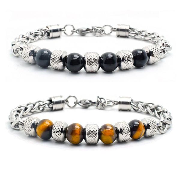 beaded, strands natural stone bracelet mens stainless steel tiger eye beads chain on hand charm black hip hop male accessories
beaded, strands natural stone bracelet mens stainless steel tiger eye beads chain on hand charm black hip hop male accessories