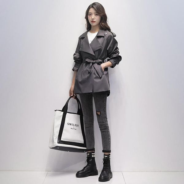 women's trench coats ladies coat mid-length small 2021 spring and autumn korean fashion, Tan;black
women's trench coats ladies coat mid-length small 2021 spring and autumn korean fashion, Tan;black