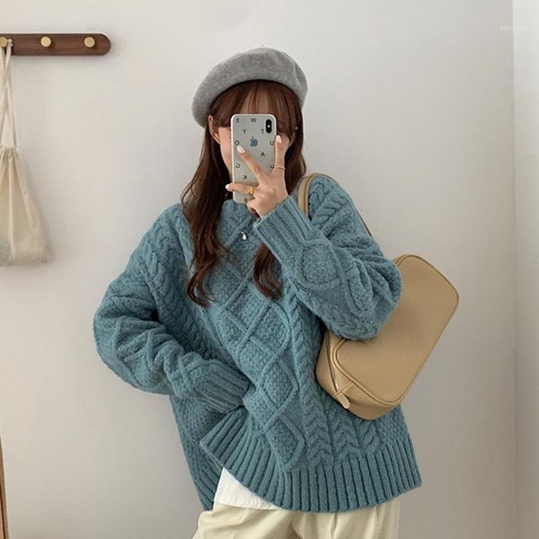 women's sweaters korean style loose lazy round neck pullover twist sweater women 2021 winter long-sleeved trend, White;black
women's sweaters korean style loose lazy round neck pullover twist sweater women 2021 winter long-sleeved trend, White;black