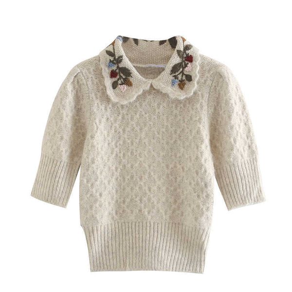 women's sweaters autumn floral embroidery sweater half sleeve trend gentle elegant pullover women comfortable knitted clothing um54, White;black
women's sweaters autumn floral embroidery sweater half sleeve trend gentle elegant pullover women comfortable knitted clothing um54, White;black