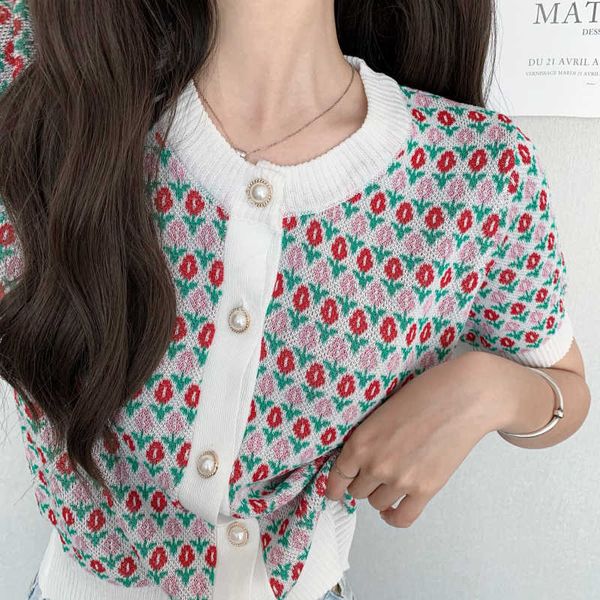 sweaters&jumpers chic korean sweet thin summer floral o neck short sleeve knitted jacquard cardigan fashion clothing 210610, White
sweaters&jumpers chic korean sweet thin summer floral o neck short sleeve knitted jacquard cardigan fashion clothing 210610, White