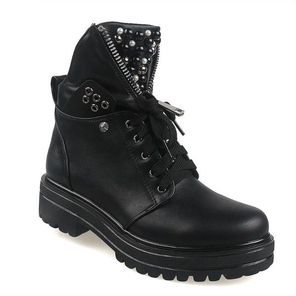 women short boots 2021 ladies leather ankle autumn platform motorcycle shoes for woman's punk winter pearl rivet fashion, Black
women short boots 2021 ladies leather ankle autumn platform motorcycle shoes for woman's punk winter pearl rivet fashion, Black