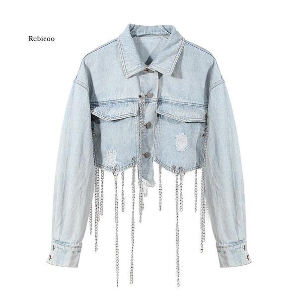 women's jackets black patchwork chain tassel jacket for women lapel long sleeve high street casual female autumn, Black;brown
women's jackets black patchwork chain tassel jacket for women lapel long sleeve high street casual female autumn, Black;brown
