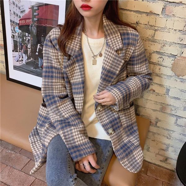 women's suits & blazers zoki loose women blazer fashion houndstooth single breasted fall long sleeve jacket casual pocket korean female, White;black
women's suits & blazers zoki loose women blazer fashion houndstooth single breasted fall long sleeve jacket casual pocket korean female, White;black