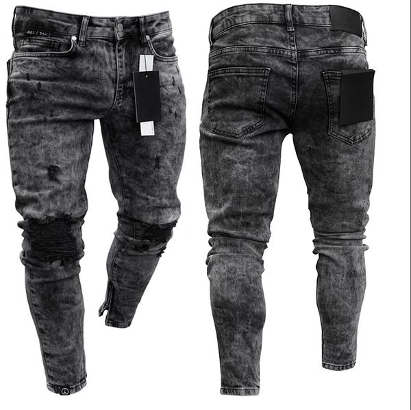 men's jeans tight middle waist pierced jeans snowflake casual slim fit zipper elastic leggings, Blue
men's jeans tight middle waist pierced jeans snowflake casual slim fit zipper elastic leggings, Blue