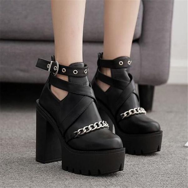 dress shoes pxelena punk rock gothic gladiator pumps women thick platform chunky block super high heels metal chians rome retro shoe, Black
dress shoes pxelena punk rock gothic gladiator pumps women thick platform chunky block super high heels metal chians rome retro shoe, Black