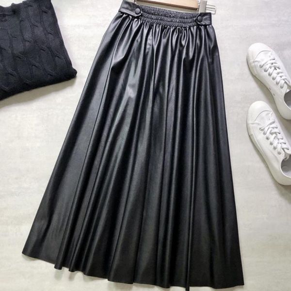 autumn women's fashion faux leather midi skirt korean female high waist side zipped black pu a-line skirts
autumn women's fashion faux leather midi skirt korean female high waist side zipped black pu a-line skirts