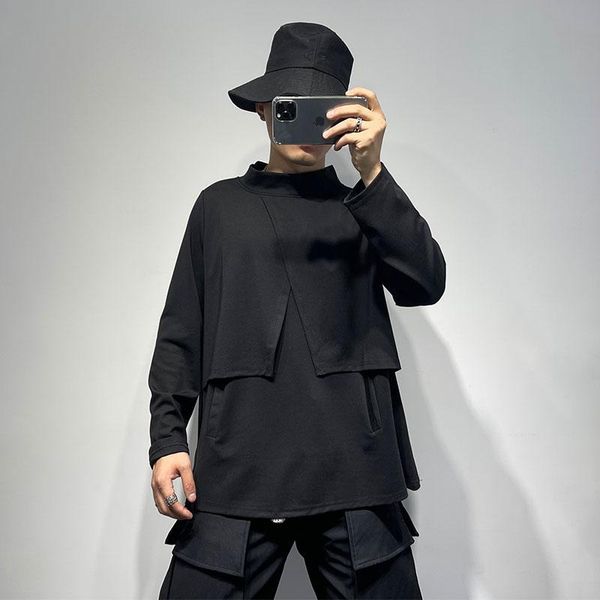 men's hoodies & sweatshirts stand collar sweater autumn personalized fake two large loose split harajuku style simple dark bottomed shi, Black
men's hoodies & sweatshirts stand collar sweater autumn personalized fake two large loose split harajuku style simple dark bottomed shi, Black