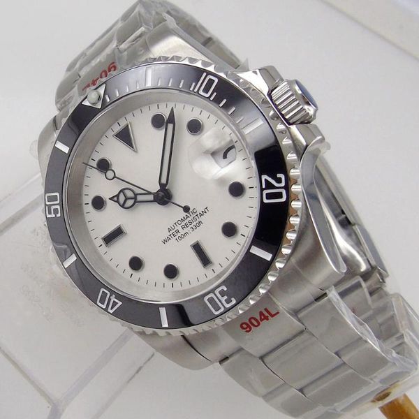 wristwatches 40mm japan nh35 sapphire men's automatic watch white face date cyclops oyster bracelet rotating aluminum bezel insert lume, Slivery;brown
wristwatches 40mm japan nh35 sapphire men's automatic watch white face date cyclops oyster bracelet rotating aluminum bezel insert lume, Slivery;brown