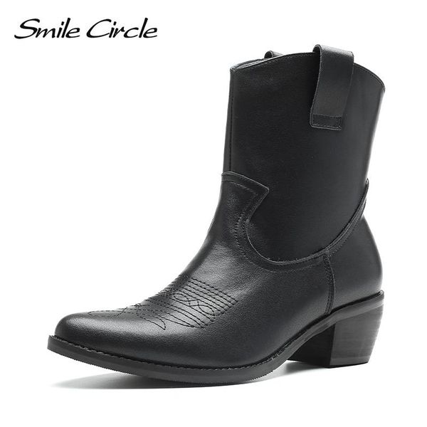 boots smile circle western cowboy ankle women booties fashion pointed-toe female embroidery genuine leather ladies shoes, Black
boots smile circle western cowboy ankle women booties fashion pointed-toe female embroidery genuine leather ladies shoes, Black