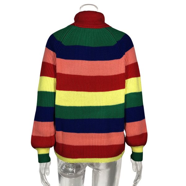 womens rainbow sweater turtleneck colorful striped long sleeve pullover autumn 2021 chic casual loose streetwear sweaters, White;black
womens rainbow sweater turtleneck colorful striped long sleeve pullover autumn 2021 chic casual loose streetwear sweaters, White;black