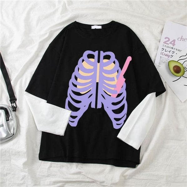 women's t-shirt fear skull cartoon oversized long sleeve korean black vintage loose y2k sweet cotton o-neck, White
women's t-shirt fear skull cartoon oversized long sleeve korean black vintage loose y2k sweet cotton o-neck, White