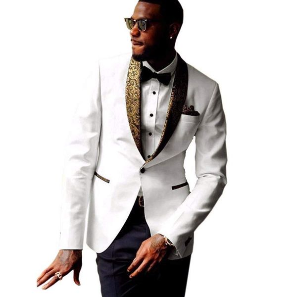 men's suits & blazers slim fit wedding tuxedo for groom with floral pattern lapel 2 piece african men male fashion jacket pants yz1u, White;black
men's suits & blazers slim fit wedding tuxedo for groom with floral pattern lapel 2 piece african men male fashion jacket pants yz1u, White;black