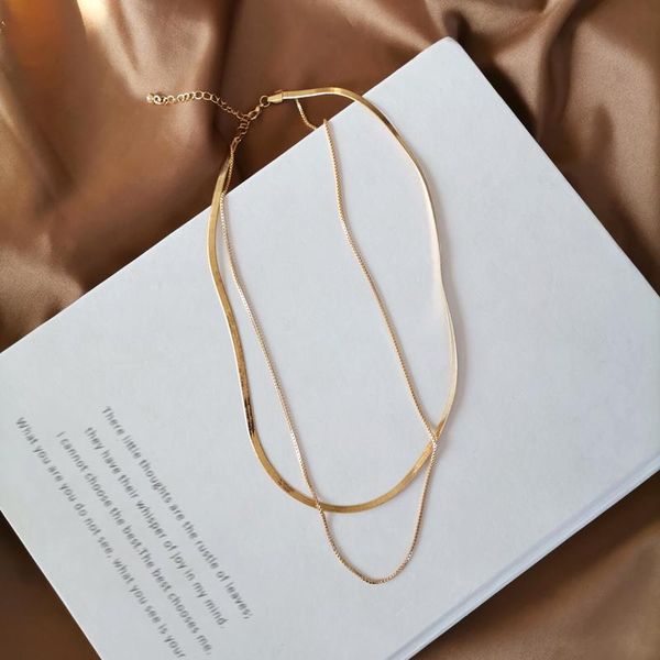 chains gold plated korean double necklace trendy simple snake chain for women temperature jewelry high quality, Silver
chains gold plated korean double necklace trendy simple snake chain for women temperature jewelry high quality, Silver