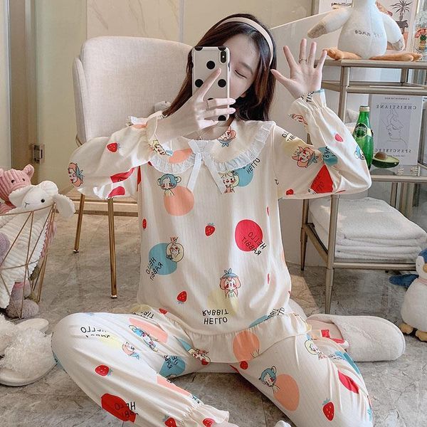 women sleepwear 2pcs cute long sleeve pyjamas girl pant autumn cotton pajamas set homewear, Black;red
women sleepwear 2pcs cute long sleeve pyjamas girl pant autumn cotton pajamas set homewear, Black;red