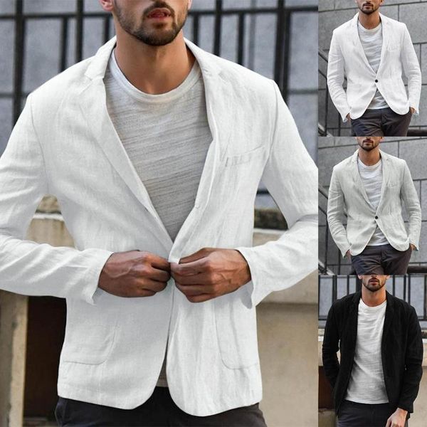 men's suits & blazers men autumn solid color long sleeve pockets cotton linen slim blazer coat jacket coats clothing korean styleslim, White;black
men's suits & blazers men autumn solid color long sleeve pockets cotton linen slim blazer coat jacket coats clothing korean styleslim, White;black