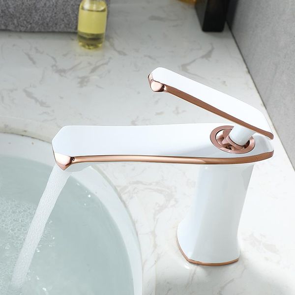 fashion white rose gold brass bathroom sink faucet cold water basin mixer tap single handle faucets
fashion white rose gold brass bathroom sink faucet cold water basin mixer tap single handle faucets