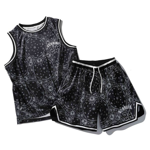 tracksuit sport suit summer loose fashion brand basketball cashew flower printed large vest couple street casual pants men, Gray
tracksuit sport suit summer loose fashion brand basketball cashew flower printed large vest couple street casual pants men, Gray