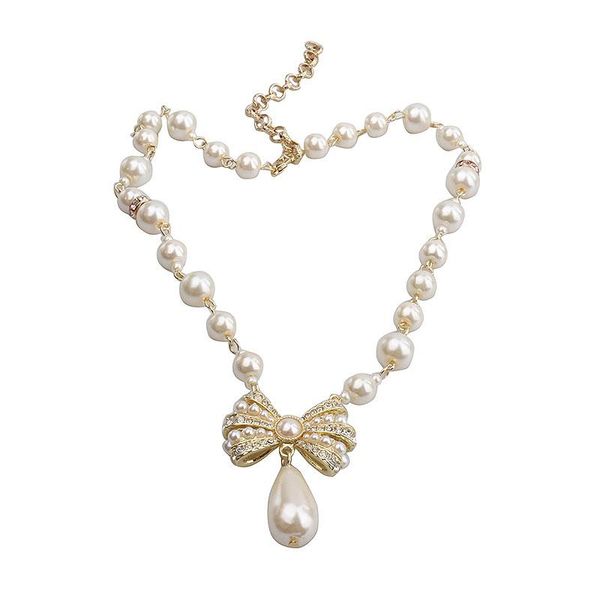 pendant necklaces luxury pearl bowknot women necklace short choker charming jewelry, Silver
pendant necklaces luxury pearl bowknot women necklace short choker charming jewelry, Silver