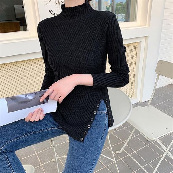women's sweaters korean clothes autumn winter half neck sweater fashion jumper women side split designer pullover knitwear pull femme, White;black
women's sweaters korean clothes autumn winter half neck sweater fashion jumper women side split designer pullover knitwear pull femme, White;black