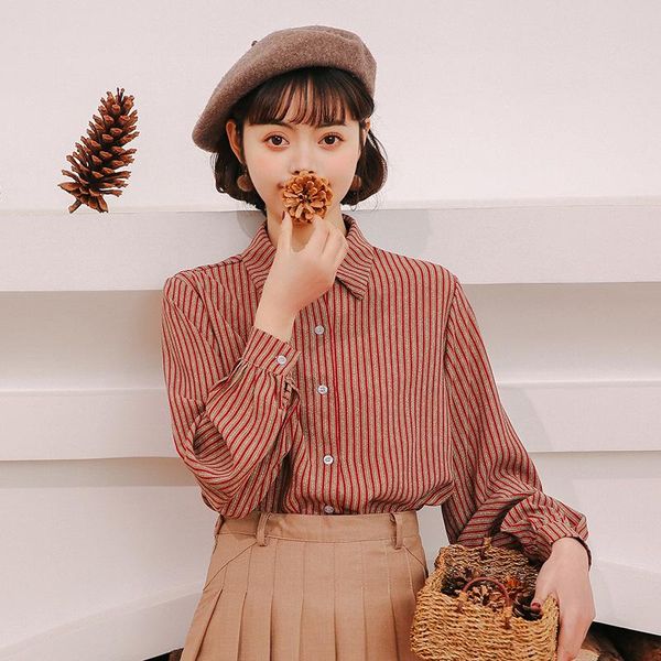 women vintage striped blouse long sleeve shirt blouses shirts button blusas female work tunic mujer women's &, White
women vintage striped blouse long sleeve shirt blouses shirts button blusas female work tunic mujer women's &, White