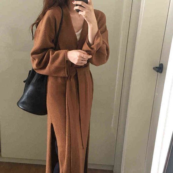 luxury dress korean ins belt temperament lazy style knitted cardigan sweater super long coat, Black;gray
luxury dress korean ins belt temperament lazy style knitted cardigan sweater super long coat, Black;gray