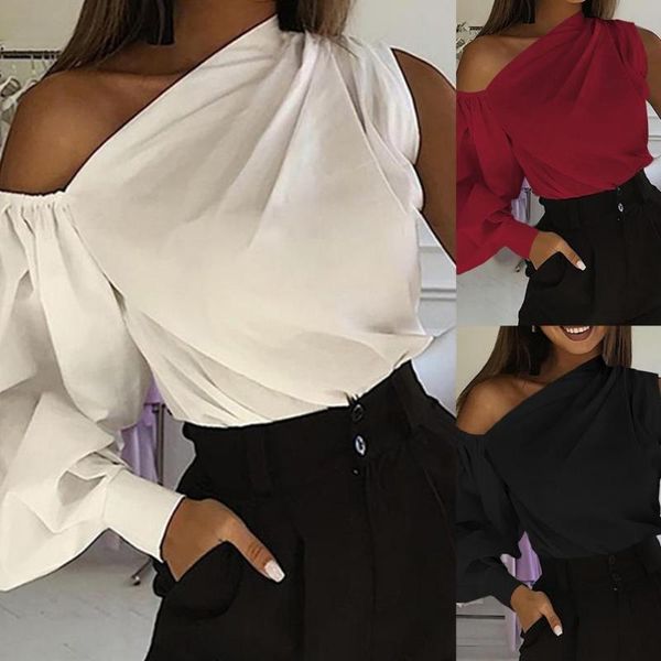 women's blouses & shirts women blouse stylish asymmetric single lantern sleeve solid color slash neck off shoulder lady shirt stree, White
women's blouses & shirts women blouse stylish asymmetric single lantern sleeve solid color slash neck off shoulder lady shirt stree, White