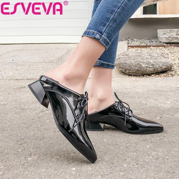 dress shoes esveva 2021 women pumps square heels shallow pu leather elegant ladies med size 34-43 pointed toe, Black
dress shoes esveva 2021 women pumps square heels shallow pu leather elegant ladies med size 34-43 pointed toe, Black