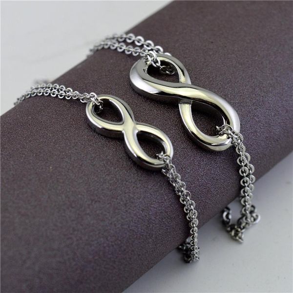 link, chain charm infinity bracelets for women accessories fashion silver color stainless steel couple bangles luxury designer jewlery, Black
link, chain charm infinity bracelets for women accessories fashion silver color stainless steel couple bangles luxury designer jewlery, Black