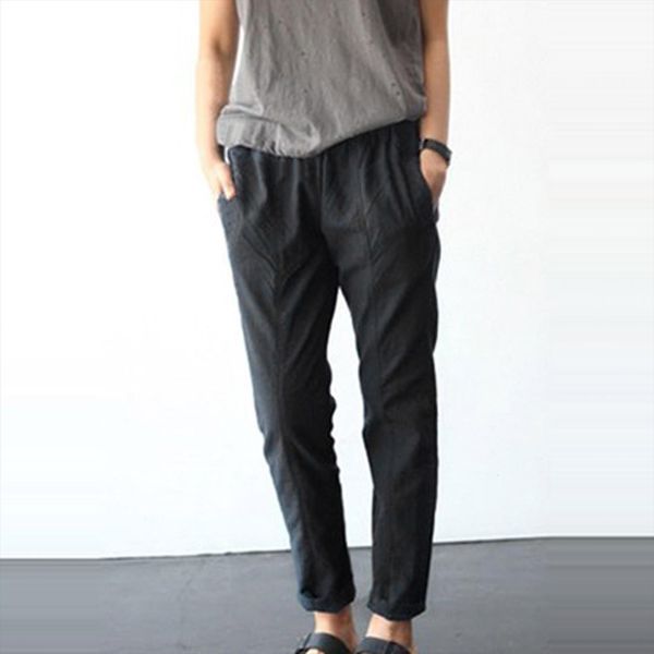 fashion casual drawstring solid womens pants color cotton and hemp loose spring autumn high waist long trousers, Black;white
fashion casual drawstring solid womens pants color cotton and hemp loose spring autumn high waist long trousers, Black;white