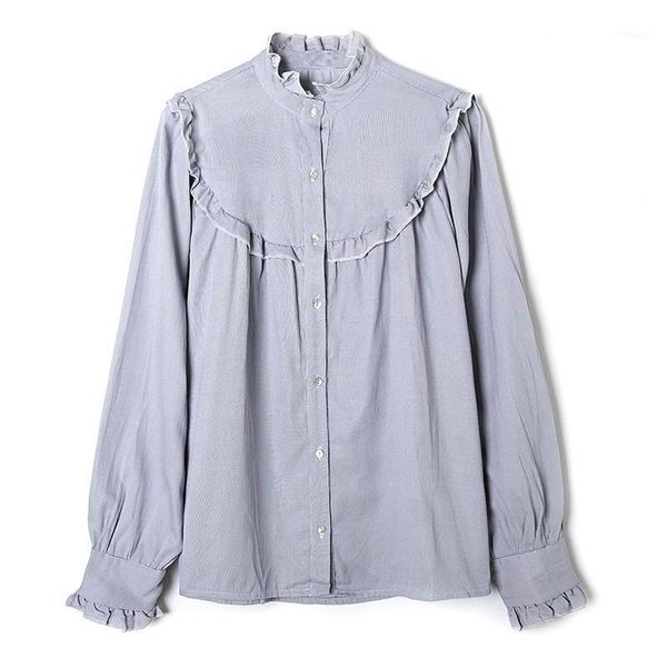 novalya preppy style gray o neck blouses women fashion striped ruffles shirts elegant single breasted female ladies women's &, White
novalya preppy style gray o neck blouses women fashion striped ruffles shirts elegant single breasted female ladies women's &, White