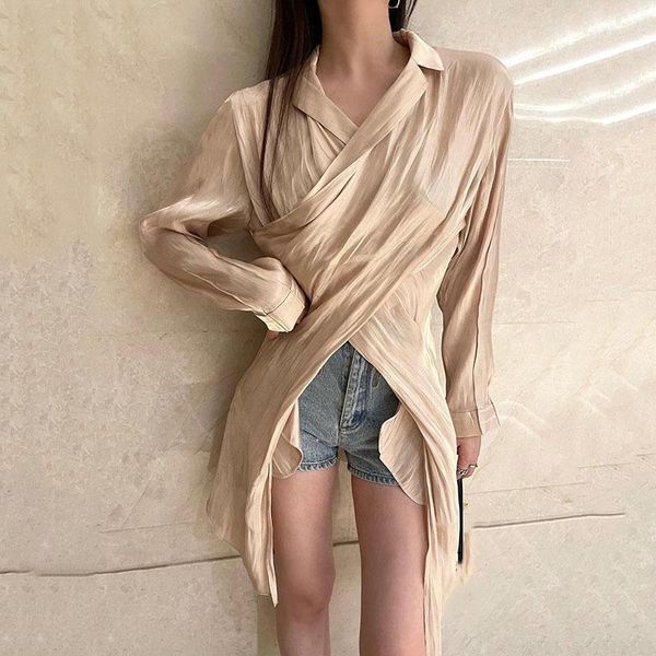 women's blouses & shirts seebeautiful simple crossing v-neck full sleeve long loose shirt irregular all match women summer 2021 fashion, White
women's blouses & shirts seebeautiful simple crossing v-neck full sleeve long loose shirt irregular all match women summer 2021 fashion, White
