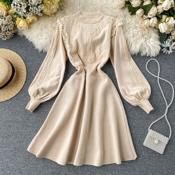winter knit sweater dress korean casual mini women a-line long sleeve lace vestidos elegant pull robe femme dresses, Black;gray
winter knit sweater dress korean casual mini women a-line long sleeve lace vestidos elegant pull robe femme dresses, Black;gray