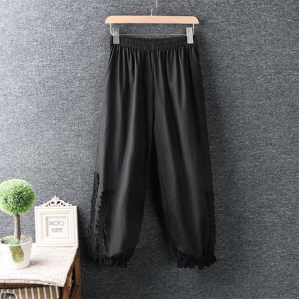 women's pants & capris spring women japan elastic waist embroidery cotton linen loose wide leg harem, Black;white
women's pants & capris spring women japan elastic waist embroidery cotton linen loose wide leg harem, Black;white