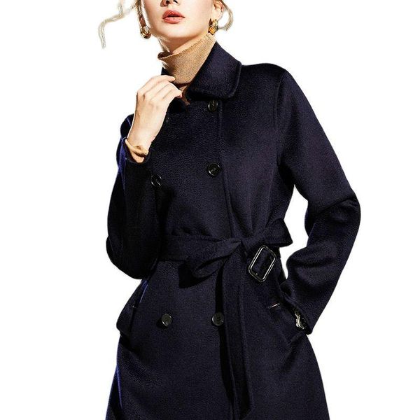 women's wool & blends winter long coat women lapel lace water ripple cashmere female fall 2021 casual fashion navy blue double breasted, Black
women's wool & blends winter long coat women lapel lace water ripple cashmere female fall 2021 casual fashion navy blue double breasted, Black