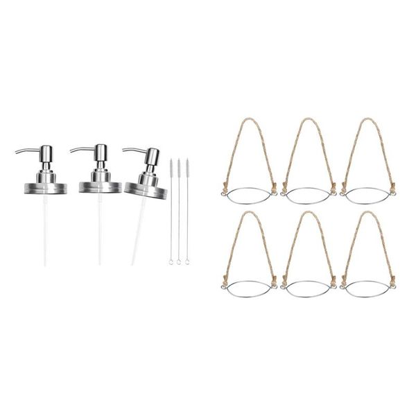 liquid soap dispenser set lids, mason jar & 6 pcs metal ring with twine handles
liquid soap dispenser set lids, mason jar & 6 pcs metal ring with twine handles