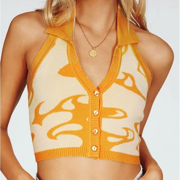 women's tanks & camis aesthetics knitted halter y2k vintage backless button up crop women summer sleeveless mini vest streetwear, White
women's tanks & camis aesthetics knitted halter y2k vintage backless button up crop women summer sleeveless mini vest streetwear, White