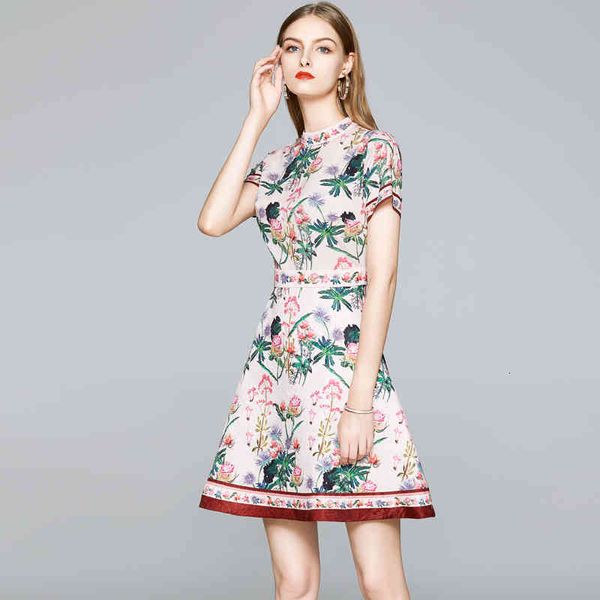 casual dresses summer pink sweet women's stand short sleeve flower print elegant female slim waist runway wci4, Black;gray
casual dresses summer pink sweet women's stand short sleeve flower print elegant female slim waist runway wci4, Black;gray