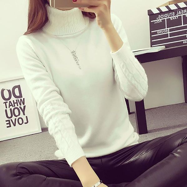 women autumn knitted slim sweaters solid female cotton soft warm all-match pullovers korean full sleeve turtleneck women's, White;black
women autumn knitted slim sweaters solid female cotton soft warm all-match pullovers korean full sleeve turtleneck women's, White;black