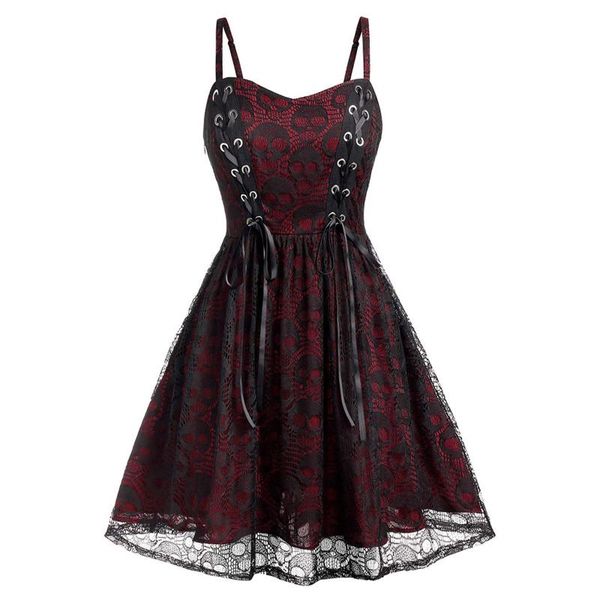 casual dresses women halloween skull print camisole dress women's with lace up gothic tunic female v-neck sheath, Black;gray
casual dresses women halloween skull print camisole dress women's with lace up gothic tunic female v-neck sheath, Black;gray