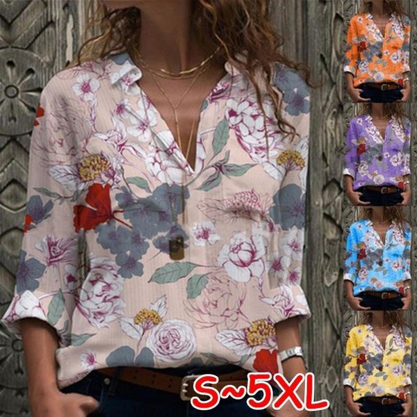 women's fashion long sleeve blouse flower print shirt chemise plus femme button size o2z1 blouses & shirts, White
women's fashion long sleeve blouse flower print shirt chemise plus femme button size o2z1 blouses & shirts, White